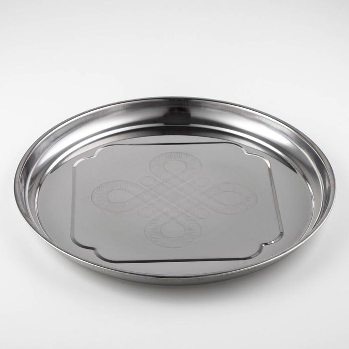 Поднос из нержавеющей стали &laquo;Бабочка&raquo;, 40,5&times;3 см, цвет серебряный
