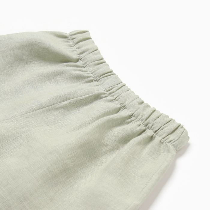 Костюм детский (рубашка и шорты) Крошка Я Linen, р.92-98, зеленый