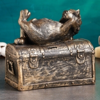 Копилка "Кот на сундуке" 23х13х22см, бронза