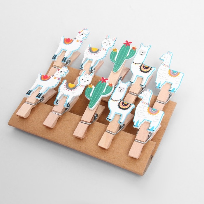 Набор декоративных прищепок Набор декоративных прищепок "Ламы" набор 10 шт.