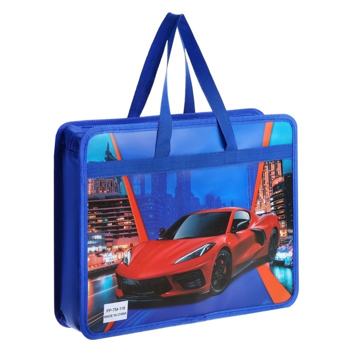 Папка с ручками пластиковая А4, 37 х 22 х 5 см Папка с ручками пластиковая А4, 37 х 22 х 5 см "Машина красная"