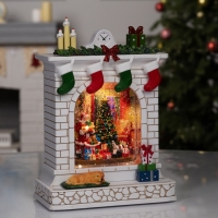 Фигура светодиодная «Чудесный камин», 26х10х18 см, музыка, батарейки ААх3 (не вкомплекте), USB, свечение тёплое белое Фигура светодиодная «Чудесный камин», 26х10х18 см, музыка, батарейки ААх3 (не вкомплекте), USB, свечение тёплое белое