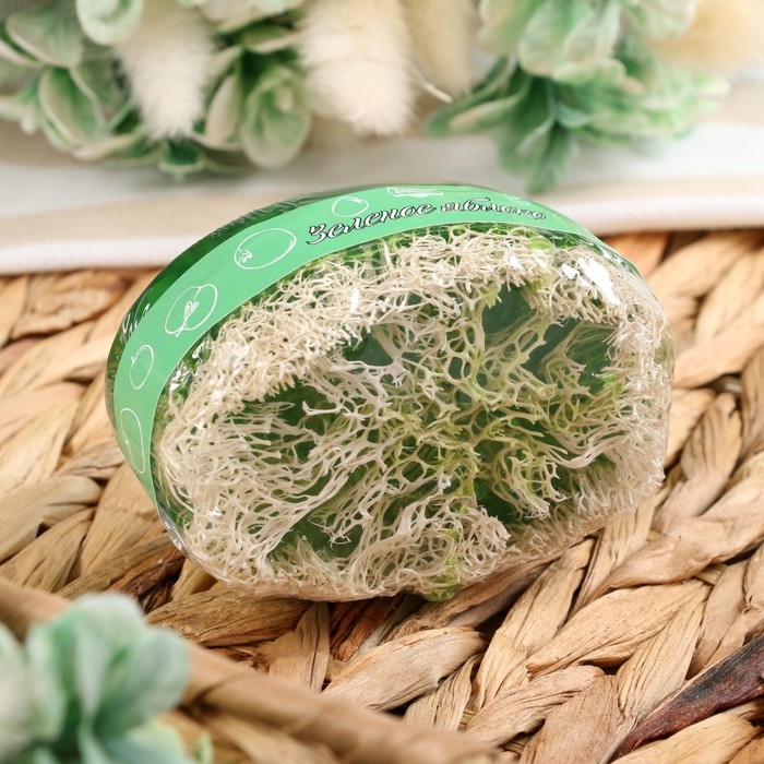 Мыло массажное с люффой Мыло массажное с люффой "Зеленое яблоко" 100 г "Добропаровъ" зеленый