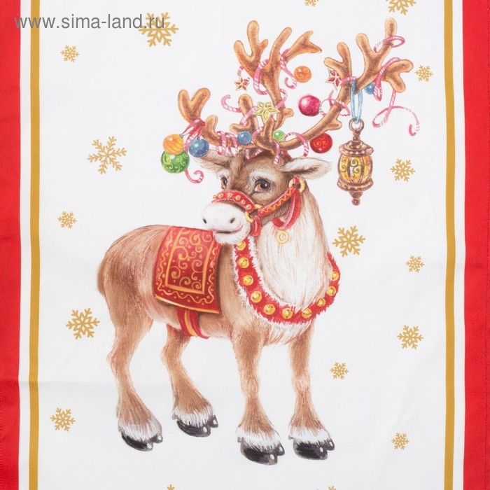 Новогоднее полотенце "Этель" Новогодний олень 40х67 см, 100% хл, саржа 190 гр/м2