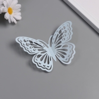 Наклейка бумага "Бабочки с узорами" матовый голубой набор 12 шт 12 см, 10 см, 8 см