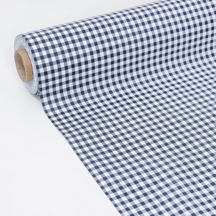 Клеёнка на стол Доляна &laquo;Клетка&raquo;, на нетканой основе, ширина 137 см, толщина 0,2 мм, рулон 20 м, цвет синий