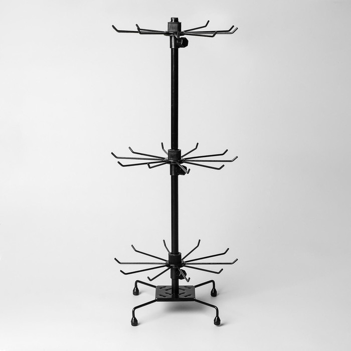 Вертушка, 3 яруса по 10 крючков, 30&times;30&times;65, цвет чёрный