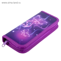 Пенал 1 секция, 90 х 195 х 25 мм, Calligrata "Бабочки неоновые", ламинированный картон