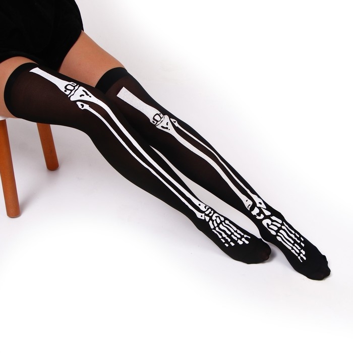 Хэллоуин. Чулки карнавальный аксессуар Хэллоуин. Чулки карнавальный аксессуар "Скелет"