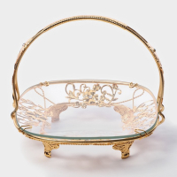 Фруктовница металлическая &laquo;Хайгарден&raquo;, 21,5&times;21,5&times;20,5 см, съёмная ручка, цвет металла золотой