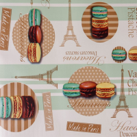 Клеёнка на стол Доляна &laquo;Макаруны&raquo;, на тканевой основе, рулон 20 метров, ширина 137 см, общая толщина 0,22 мм, цвет бежевый