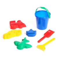 Набор для игры в песке №110: ведёрко, 4 формочки для песка, грабельки