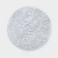 Салфетки сервировочные на стол Доляна &laquo;Листья&raquo;, d=38 см, 4 шт, цвет серебряный