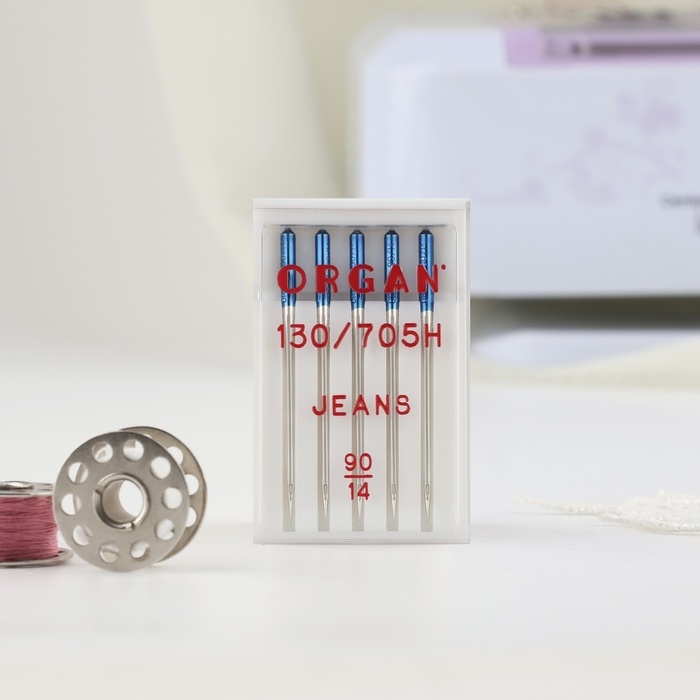 Иглы для бытовых швейных машин, для джинсовых тканей, №90/14, 5 шт Иглы для бытовых швейных машин, для джинсовых тканей, №90/14, 5 шт