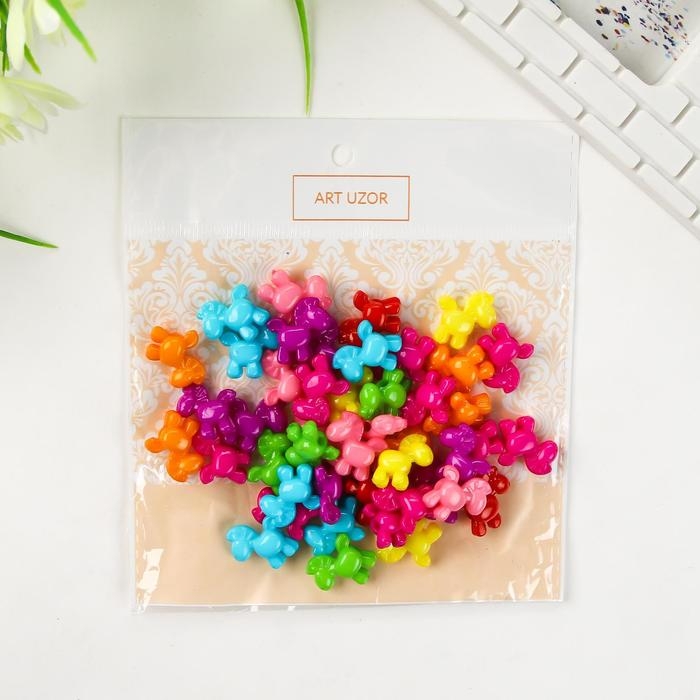 Бусины для творчества пластик "Яркие лошадки" набор 60 шт 1,5х1,5х0,6 см