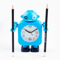 Часы - будильник настольные "Робот" с органайзером, дискретный ход, d-6.5 см, 12 х 15 см, АА