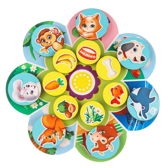 Головоломка. Обучающий круг с липучками &laquo;Кто где живёт и кто что ест?&raquo;