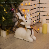 Светодиодная фигура &laquo;Олень&raquo; 25 &times; 29 &times; 13 см, флок, батарейки CR2032х2 (в комплекте), свечение тёплое белое