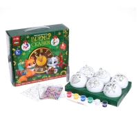 Ёлочные шары под раскраску на новый год &laquo;Время сказки&raquo;, d=7 см, 6 шт, новогодний набор для творчества