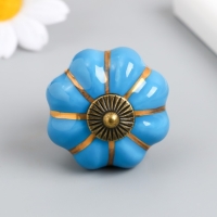 Ручка для шкатулки керамика, металл "Тыковка" голубая 4х4х4 см Ручка для шкатулки керамика, металл "Тыковка" голубая 4х4х4 см