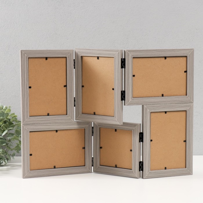 Фоторамка МДФ на 6 фото 10х15 см, 10х10 см Фоторамка МДФ на 6 фото 10х15 см, 10х10 см "Загадка" серая 33х47,8х1,1 см