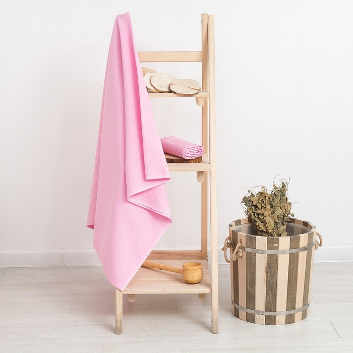 Простыня вафельная для бани Экономь и Я 150х180 см, цвет розовый 100% хлопок, 200 гр/м2 Простыня вафельная для бани Экономь и Я 150х180 см, цвет розовый 100% хлопок, 200 гр/м2