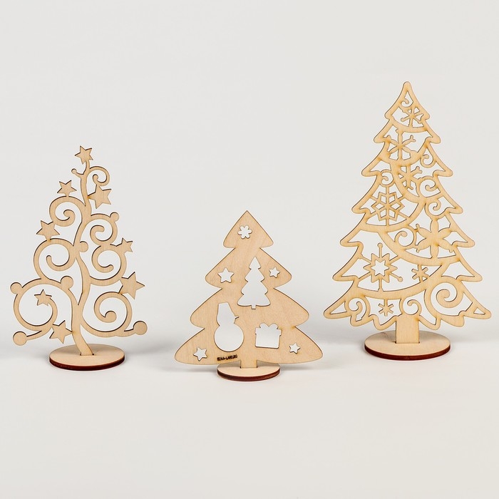 Заготовки для творчества на новый год &laquo;Елочки на подставке&raquo;, 3 шт