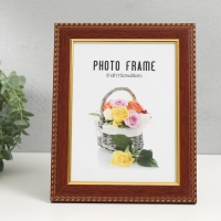 Фоторамка пластик 15х20 см "Золотые волны и точки" темное дерево 18,5х23,5 см Фоторамка пластик 15х20 см "Золотые волны и точки" темное дерево 18,5х23,5 см