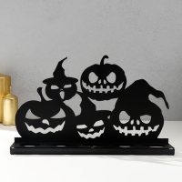 Подсвечник металл на 5 свечей "Хэллоуин. Тыквы" чёрный 12,5х29,5х6 см