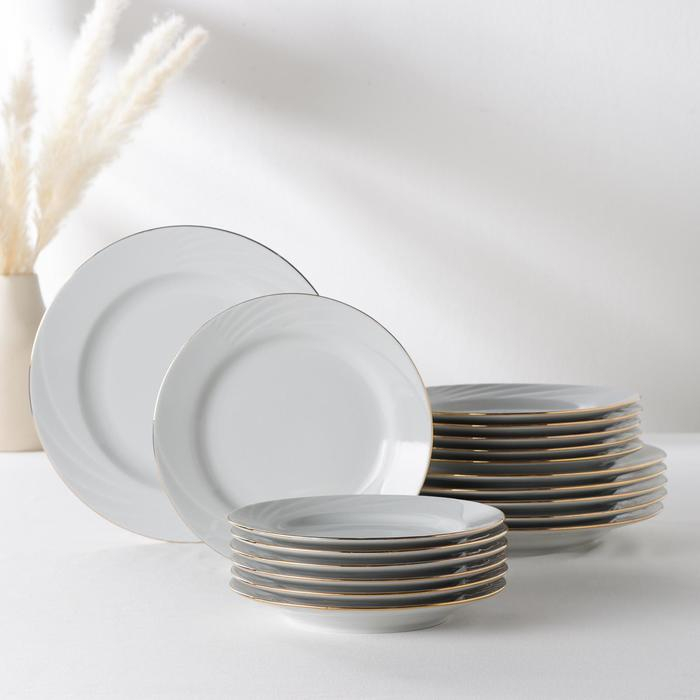 Сервиз столовый фарфоровый &laquo;Голубка&raquo;, 18 предметов: d=17,5 см, d=20 cм, d=24 см