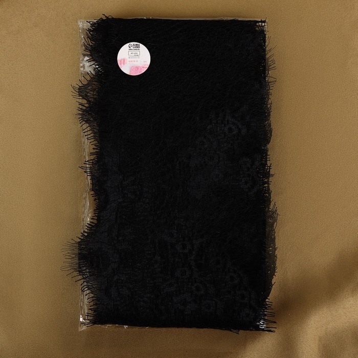 Кружево реснички, 110 мм &times; 9 &plusmn; 0,5 м, в бобине 3 шт по 3 м, цвет чёрный