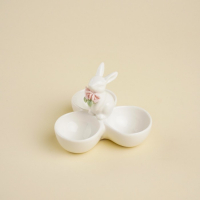 Менажница керамическая SL Home &laquo;Кролик&raquo;, 3 ячейки, 30 мл, 11,5&times;9,5 см, цвет белый