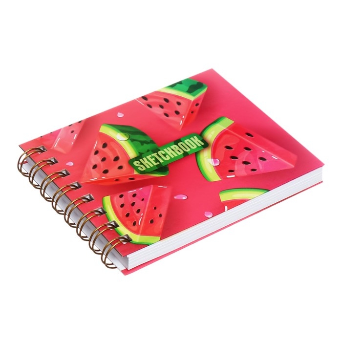 Скетчбук А6, 80 листов на гребне по короткой стороне "Дольки", твёрдая обложка, блок 100 г/м&sup2;