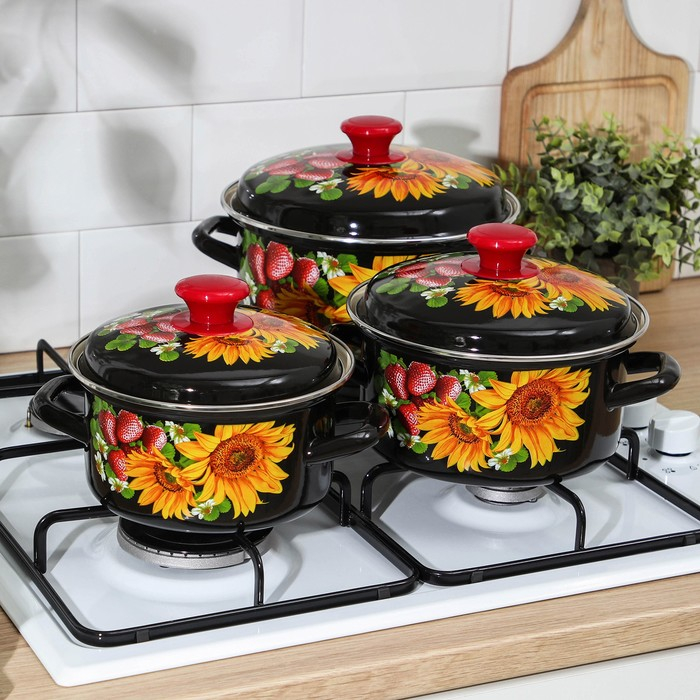 Набор кастрюль &laquo;Даша-1&raquo;, 3 предмета: 1,5 л, 2,3 л, 3 л, индукция