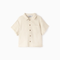 Рубашка для мальчика KAFTAN Linen, р. 34 (122-128), молочный Рубашка для мальчика KAFTAN Linen, р. 34 (122-128), молочный