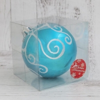 Шар пластик d-12 см "Расписной узор" голубой