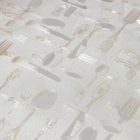 Клеёнка на стол &laquo;Ложка, вилка&raquo;, на тканевой основе, рулон 20 метров, ширина 137 см, цвет золотой