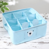 Корзина для хранения с ручками Доляна &laquo;Мишка&raquo;, 9 ячеек, 28&times;28&times;11 см, цвет голубой