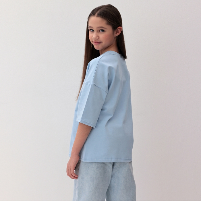 Футболка детская MINAKU: Exclusive print, цвет голубой, рост 116 см