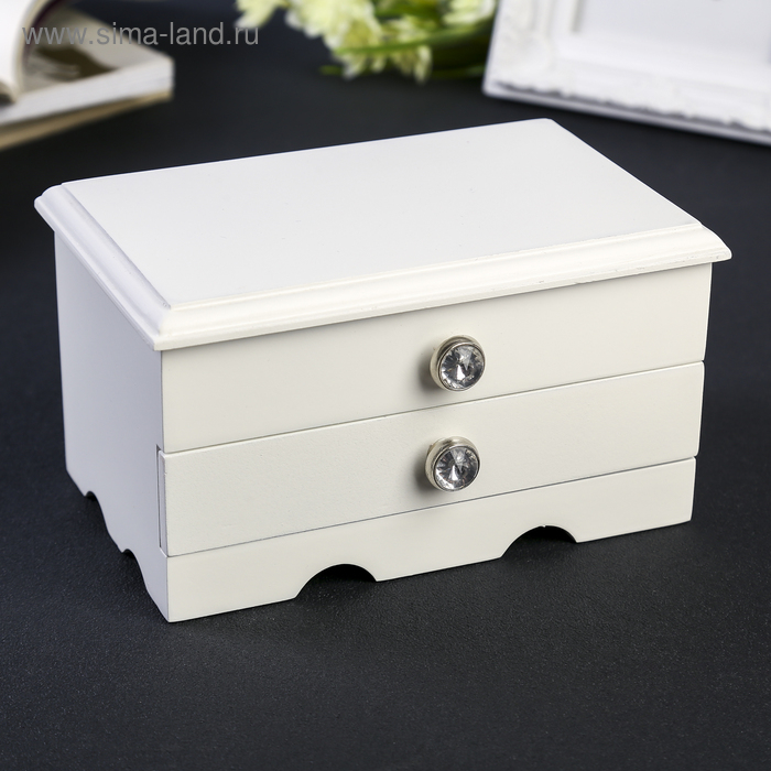 Шкатулка дерево для украшений Шкатулка дерево для украшений "Комод с ящиком" белая 9х10х16 см