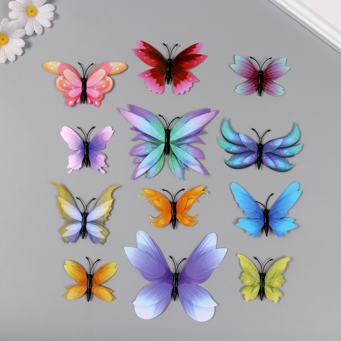 Магнит пластик Магнит пластик "Яркие бабочки" набор 12 шт