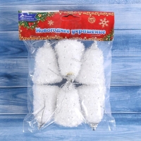 Ёлочные игрушки 6 шт. &laquo;Зимнее волшебство. Снежные колокольчики&raquo; пластик, 4х4,5 см, белый