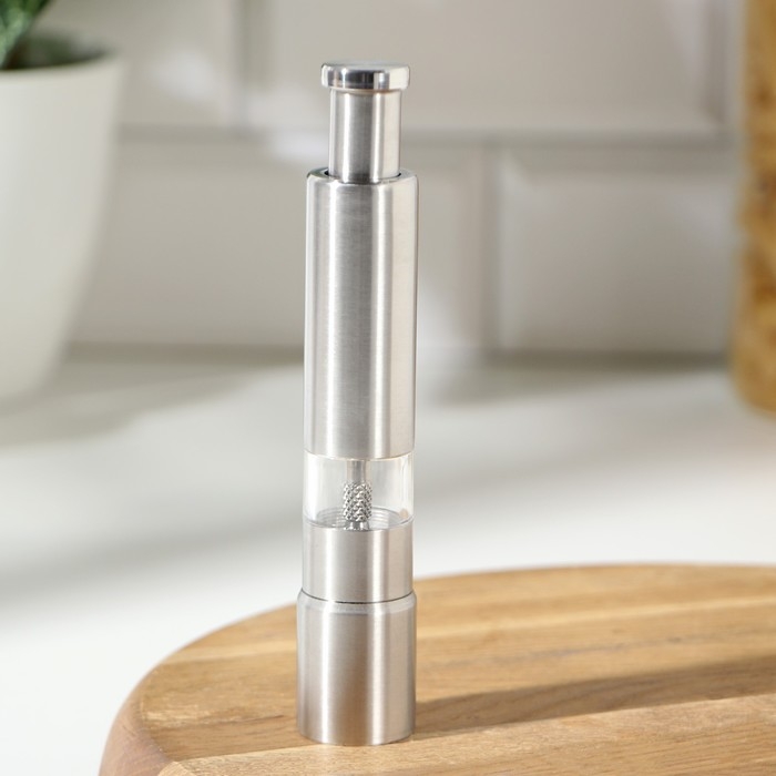 Мельница для специй Доляна &laquo;Элит&raquo;, 15&times;3 см, металлический механизм, цвет серебряный