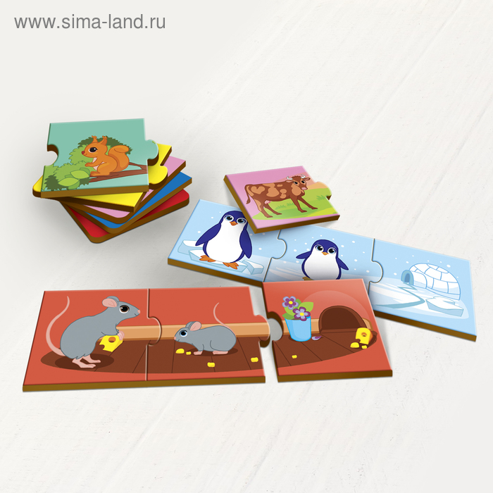 Пазл тройной &laquo;Мама, малыш, домик&raquo;, деталь 5х5 см