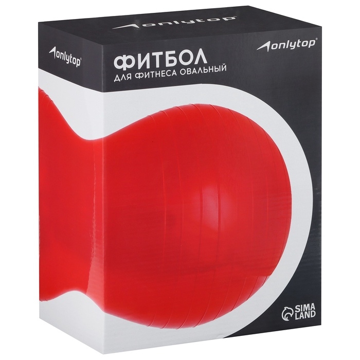Фитбол овальный ONLYTOP, 77х40х40 см, 900 г, цвета МИКС