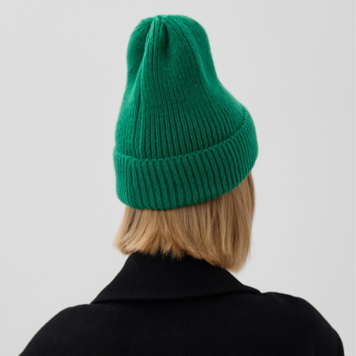 Шапка женская MINAKU с отворотом, размер 54-56, цвет зелёный Шапка женская MINAKU с отворотом, размер 54-56, цвет зелёный
