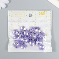 Бусины для творчества пластик "Цветочек жемчужный" набор 40 шт фиолетовый 1,5х1,5 см