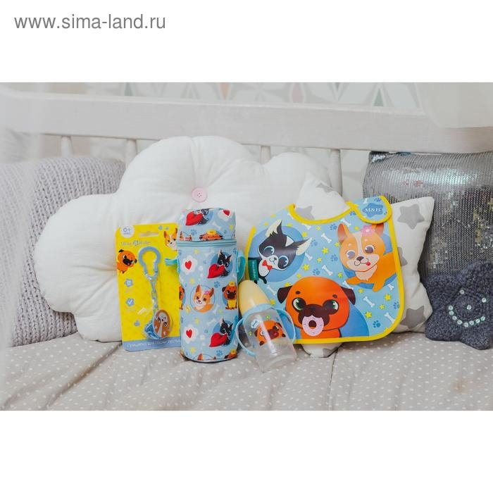 Нагрудник для кормления &laquo;ТРЕНД. Собачки&raquo; непромокаемый на липучке, с карманом