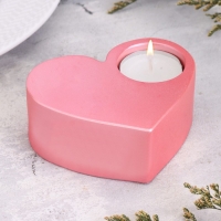 Подсвечник "Сердце большое. Мрамор" из гипса,10,5х9х4,5см,розовый Подсвечник "Сердце большое. Мрамор" из гипса,10,5х9х4,5см,розовый