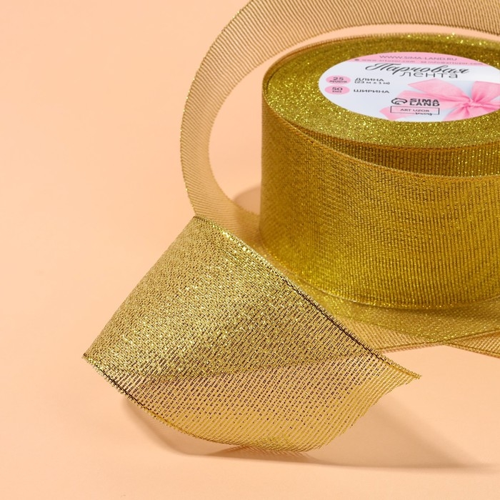 Лента парчовая, 50 мм, 23 ± 1 м, цвет золотой Лента парчовая, 50 мм, 23 ± 1 м, цвет золотой